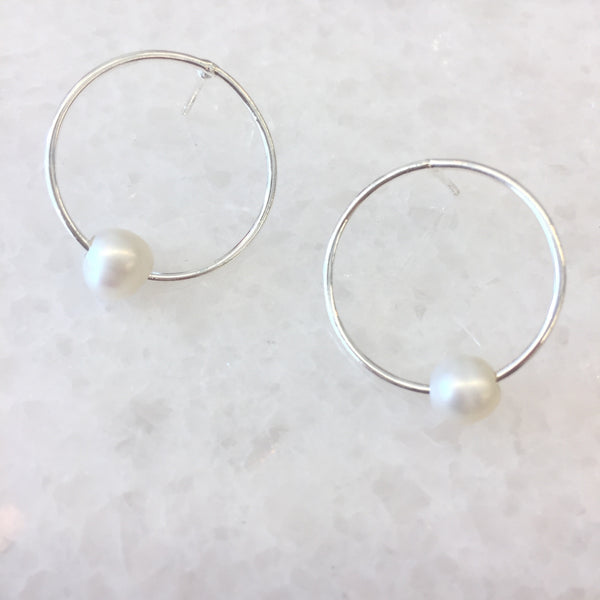 Round We Go Pearl Hoops